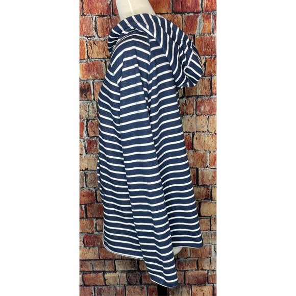 State of Mine Florida Blue Striped Womens XXL Hooded Pullover Sweatshirt Raw Hem - Picture 6 of 8